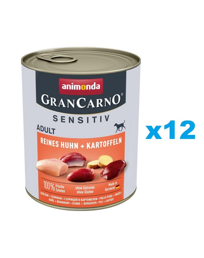 ANIMONDA Grancarno Sensitive Mancare umeda caini sensibili, cu pui si cartofi 12x800 g