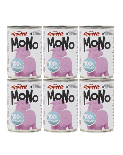 COMFY APPETIT MONO Hrana cu monoproteina cu miel 6x400 g pentru caini