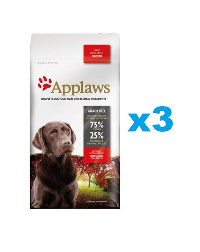 APPLAWS Adult Dog Large Breed Chicken 6 kg (3x2 kg) Hrana uscata caine talie mare, cu pui