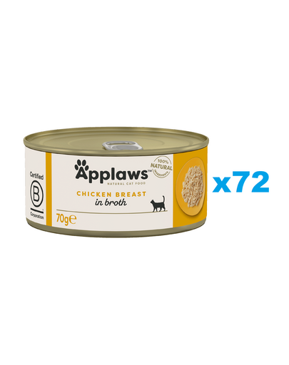 APPLAWS Cat Adult Chicken Breast in Broth 72x70 g conserva hrana pentru pisica, piept de pui in supa