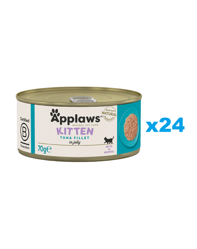 APPLAWS Cat Kitten Tuna in Broth Pachet conserve pisoi, cu ton in sos 24x70 g