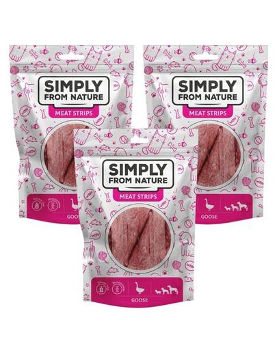 SIMPLY FROM NATURE Meat Strips Fasii gasca pentru caini 3x80 g