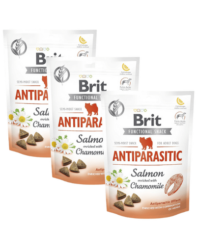 BRIT Care Dog Functional snack antiparasitic 3x150 g recompense antiparazitare cu somon