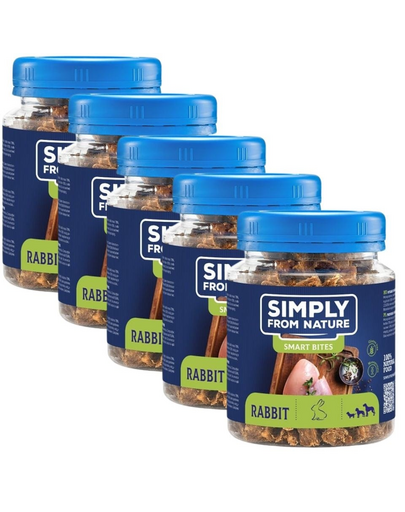 SIMPLY FROM NATURE Smart Bites 5x130 g recompensa naturala cu iepure, pentru caine