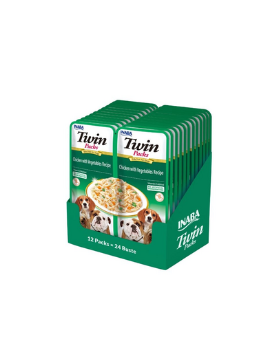 INABA Dog Twin hrana caini 24x40 g cu pui, legume in supa