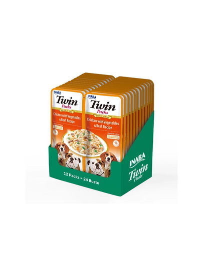 INABA Dog Twin gustare caini 24x40 g pui, legume si vita in supa