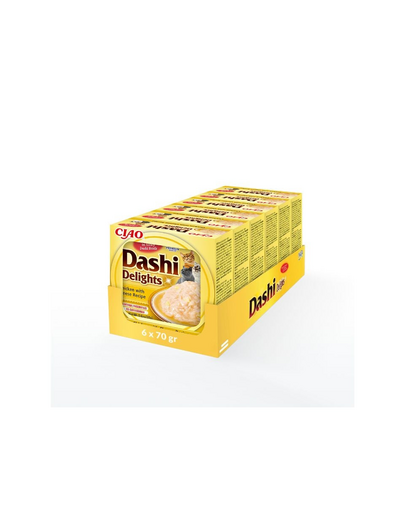 INABA Cat Dashi Delights pui si branza 6x70 g gustare pisica