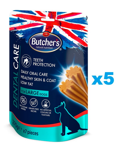 BUTCHER\'S Dental Care for Large Dogs 5x270g dental snack caini talie mare