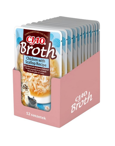 INABA CIAO Broth supa pisici cu pui si scoici 12x40g