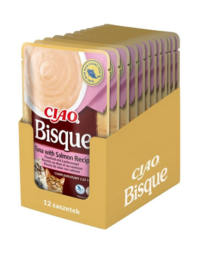 INABA CIAO Bisque crema ton si somon pentru pisici 12x40g