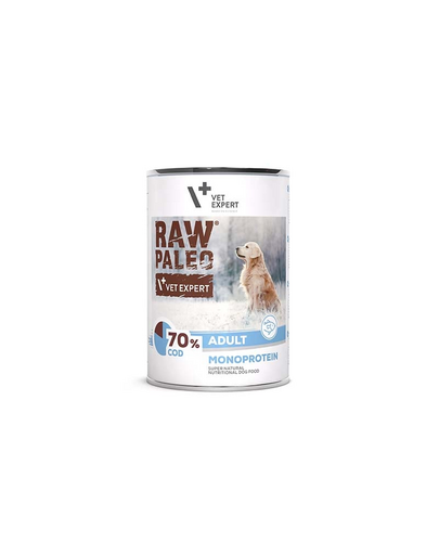 VETEXPERT Raw Paleo Cod Adult Can Hrana umeda caini adulti, cod 400g