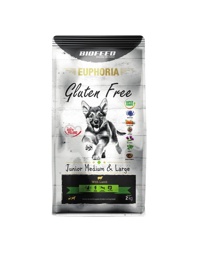 BIOFEED EUPHORIA Gluten Free mancare pentru cateii de rase mijlocii si mari 12 kg cu miel