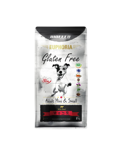 BIOFEED EUPHORIA Gluten Free Hrana uscata catei talie mica si mini, fara gluten, cu vita 2 kg