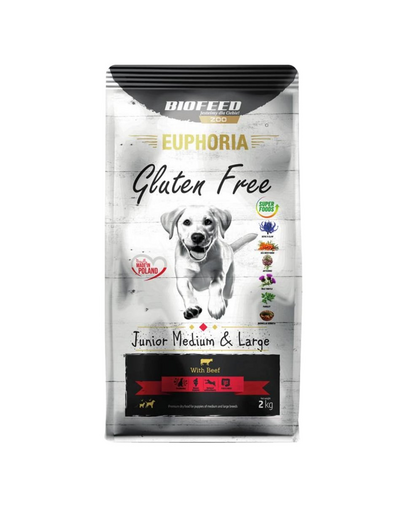 BIOFEED EUPHORIA Gluten Free Hrana fara gluten pentru caini de talie medie si mare, cu vita 12 kg