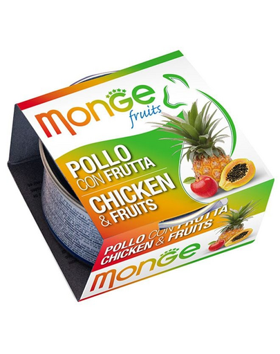 MONGE Fruit hrană umedă pentru pisici, cu pui și fructe 80 g