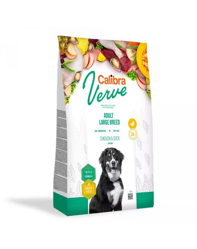 CALIBRA Dog Verve GF Adult Large Chicken&Duck 2 kg hrana cu pui si rata fara cereale pentru caini de rase mari