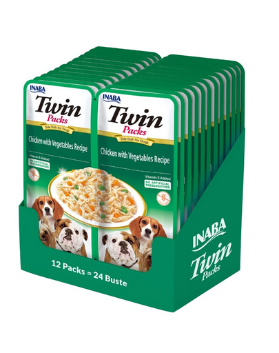 INABA Dog Twin hrana caini 24x40 g cu pui, legume in supa