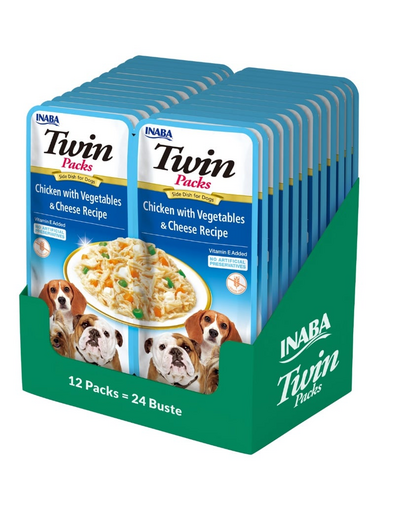 INABA Dog Twin plic pentru caini 24x40 g pui, legume si branza