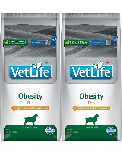 FARMINA Vet Life Obesity Fish 12 kg x 2 hrana dietetica pentru caini supraponderali, cu peste