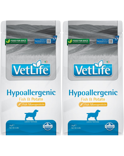 FARMINA Vet Life Hypoallergenic Fish & Potato 2 x 2 kg hrana caini cu alergii