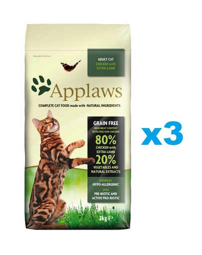 APPLAWS Cat Adult Chicken and Lamb 6 kg (3x2 kg) Mancare pisica, cu pui si miel