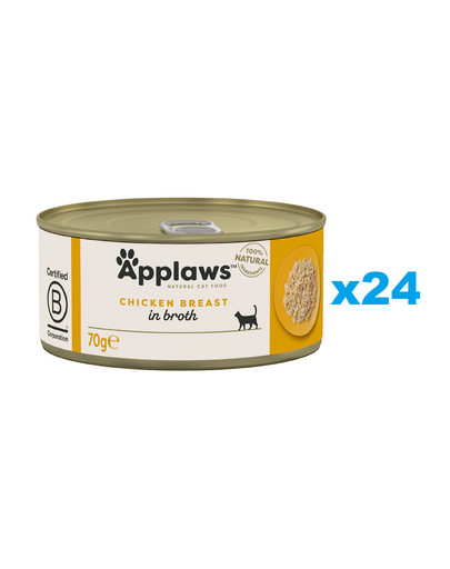 APPLAWS Cat Adult Chicken Breast in Broth 24x70 g hrana pisica, piept de pui in supa