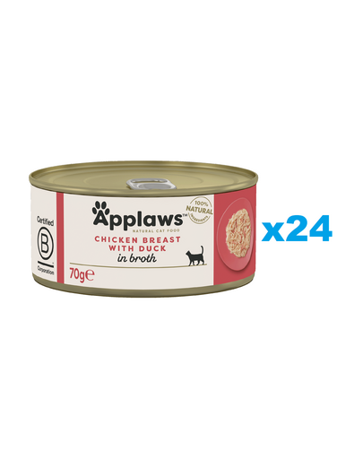 APPLAWS Cat Adult Chicken Breast with Duck in Broth Conserve pisici, cu pui si rata in sos 24x70g