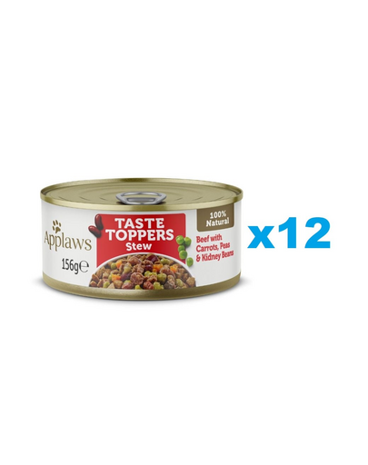 APPLAWS Taste Toppers Tocana pentru caini, cu carne de vita, morcovi si mazare 12x156 g