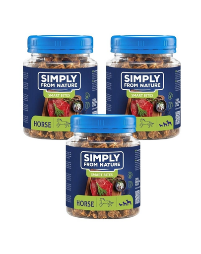 SIMPLY FROM NATURE Smart Bites Recompense caini, din cal 3x130 g