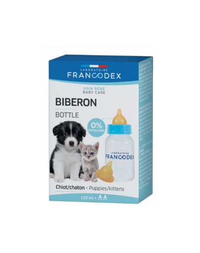 FRANCODEX Biberon hranire catei si pisici 120 ml + 2 tetine