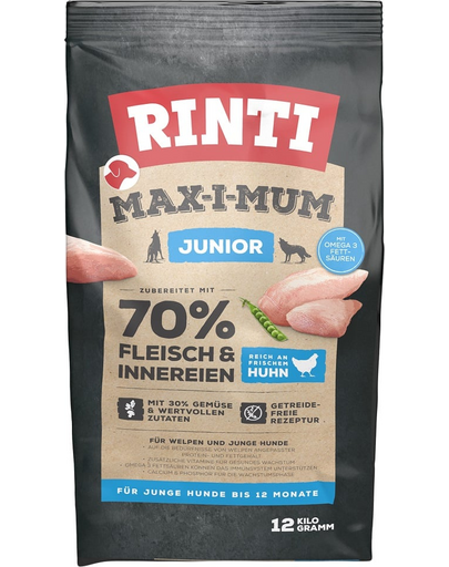 RINTI MAX-I-MUM Junior Chicken hrana uscata caini juniori, cu pui 12 kg