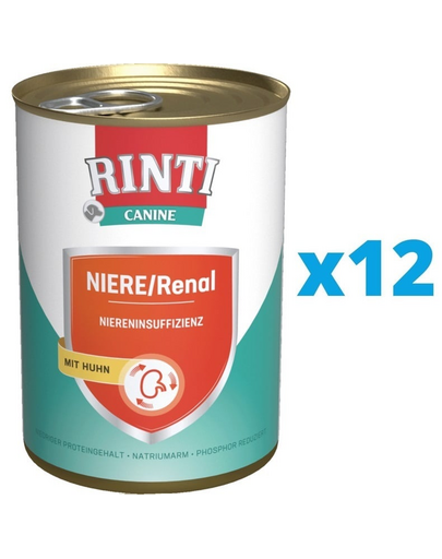 RINTI Canine Niere/Renal Chicken hrana dietetica umeda pentru caini cu insuficienta renala cronica sau acuta 12 x 800 g