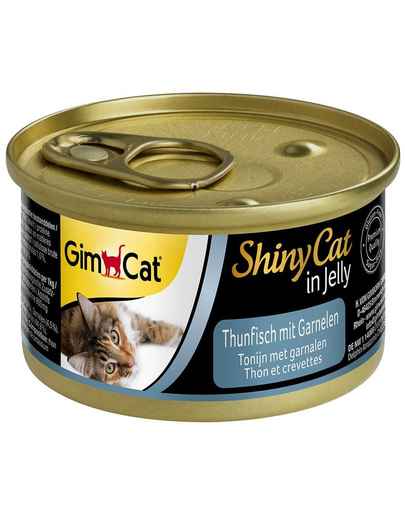 GIMCAT Shiny Cat Tuna&Shrimp in Jelly 70g Conserva hrana pentru pisici, ton si creveti in aspic