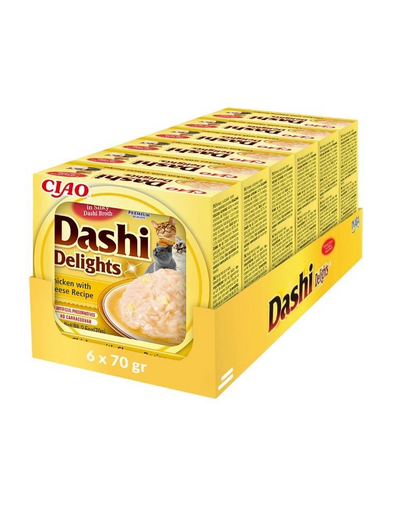 INABA Cat Dashi Delights pui si branza 6x70 g gustare pisica