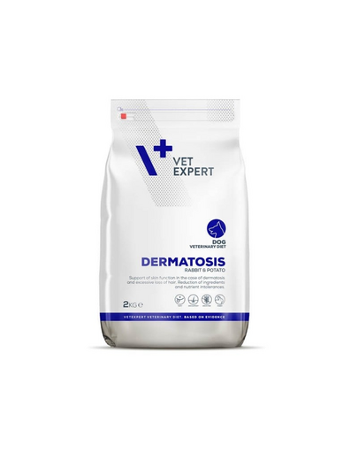 VET EXPERT Veterinary Diet Dog Dermatosis Rabbit&Potato 2 kg hrana veterinara pentru caini