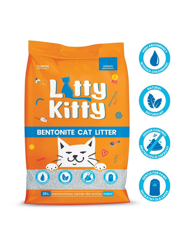 LITTY KITTY Asternut bentonita pentru litiera, fara miros 25 l (20 kg)