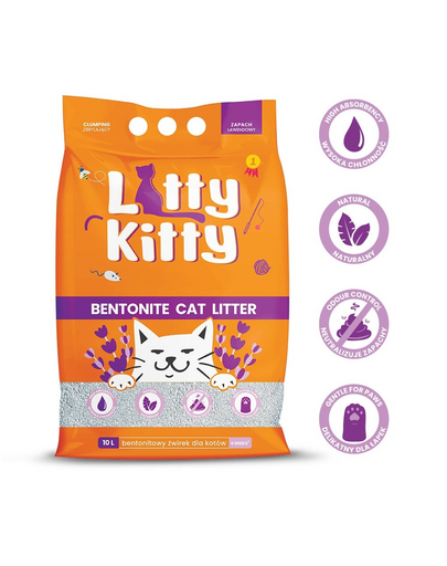 LITTY KITTY Nisip litiera pisica, bentonita, cu miros de lavanda 10 l (8 kg)