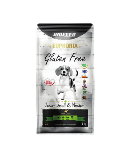 BIOFEED EUPHORIA Gluten Free hrana pentru catelusi talie mica si medie 2 kg cu miel