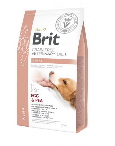 BRIT Veterinary Diets Dog Renal Dieta veterinara pentru caini adulti cu insuficienta renala, cu oua si mazare 2 kg