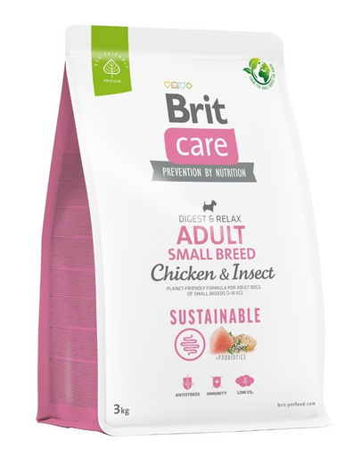 BRIT Care Dog Sustainable Adult Small Breed 3 kg Hrana caini talie mica, cu pui si insecte