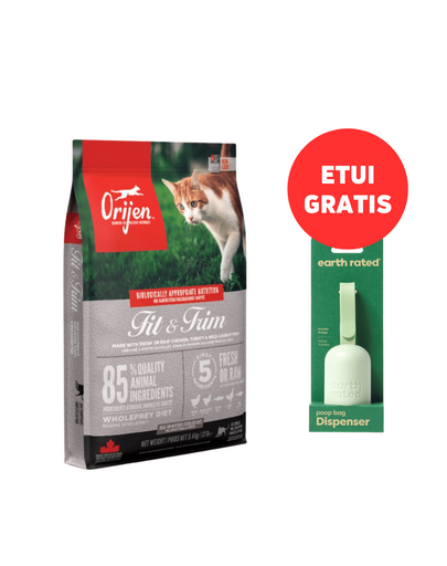 ORIJEN Fit & Trim Cat 5,4 kg + Dispenser cu saci inlaturare excremente 15 buc. GRATIS