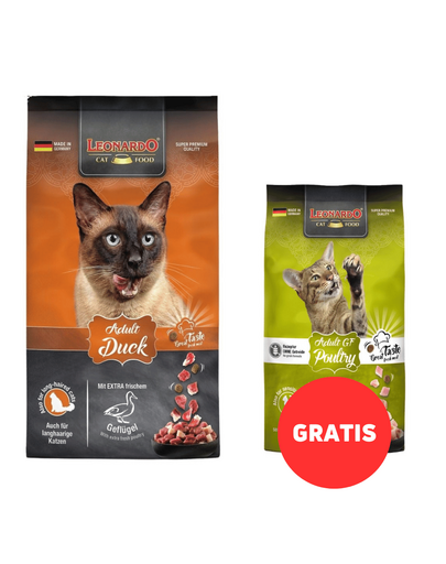 LEONARDO Adult Duck & Rice hrana pisici cu rata si orez 7,5 kg + hrana 300g GRATIS