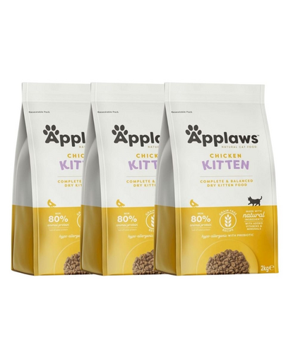 APPLAWS Cat Kitten Chicken 6 kg (3x2 kg) Mancare pisoi, cu pui