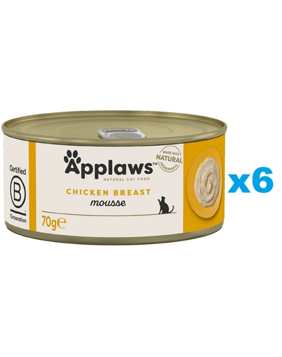 APPLAWS Cat Adult Mousse Chicken Conserve pentru pisici, mousse cu pui 6x70g