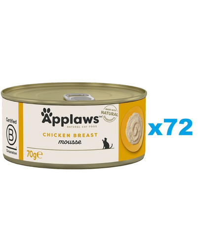 APPLAWS Cat Adult Mousse Chicken Conserve hrana pisica, mousse cu pui 72x70g