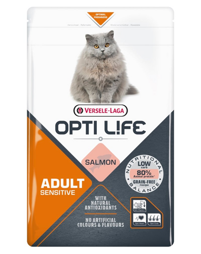 VERSELE-LAGA Opti Life Cat Adult Sensitive Salmon 2.5 kg hrana pisici sensibile, cu somon