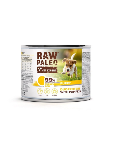 Hrana umeda pentru catei RAW PALEO Turkey&Cod Puppy 200g curcan si cod