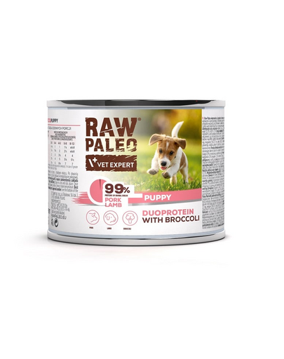 Hrana umeda cu porc si miel RAW PALEO Pork Lamb Puppy 200g pentru catelusi