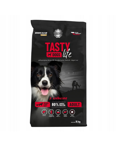 BIOFEED TASTY LIFE Premium cu vita hrana pentru caini de rase medii si mari 15 kg