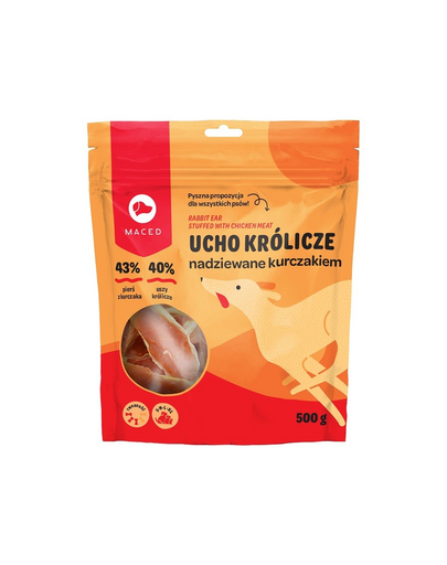 MACED Recompense caini, urechi de iepure cu pui 500 g